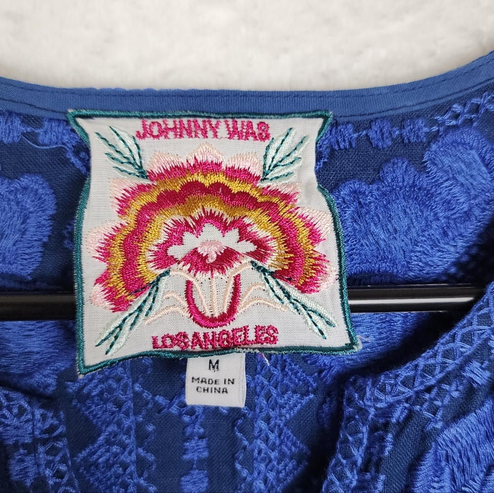 JOHNNY WAS Camille Embroidered Linen Top M - Picture 4 of 4